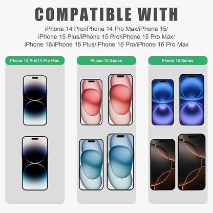 Front Camera Cover Compatible for iPhone 16/16Plus/16Pro/16Pro Max/15/15Plus/15Pro/15Pro Max/14Pro/14 Pro Max,Open/Close Face Recogition,Protect Privacy and Security-Black