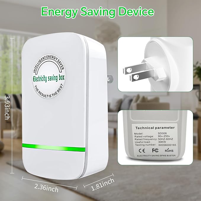Power Saver Pro, 2025 Stop Watt Energy Saving Device, Intelligent Voltage Stabilization & Power Optimization Energy Saving Device, Household Office Electricity Saving Box US Plug 90V-250V 30KW 4Pack