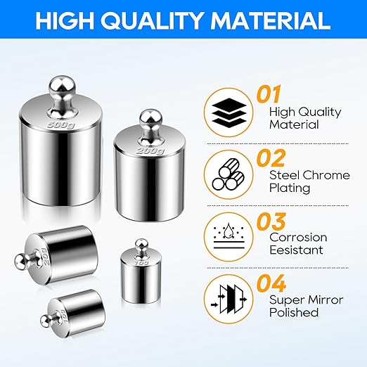 UCEC Calibration Weight Set 1000g for Digital Scale with Case and Tweezers, Gram Scale-M2 Class 10g 20g 20g 50g 100g 100g 200g 500g