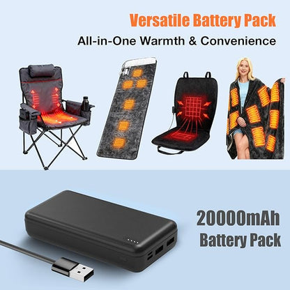 5V2A Battery Pack for Heated Camping Chair, Heated Blanket, Heated Hunting Seat Pad, Heated Sleeping Bag USB Power Bank for Camping Work (Battery Only) (Black, Milliamp Hours, 20000)