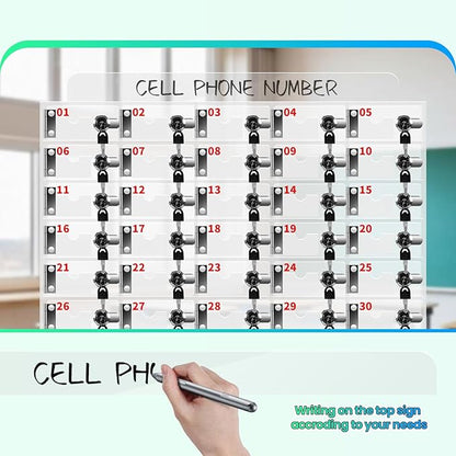 40 Slots Clear Acrylic Cell Phone Locker Box Wall-Mounted with Keys, Lockable Secure Storage Cabinet for Classroom Office Gym, Multi-Use Phone Lock Organizer for Employees Students (Small)