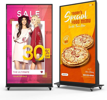 75 Inch Full Screen Indoor Floor Stand Digital Signage Digital Kiosks With Android System Lcd Poster Display With WiFi HDMI/USB Input Auto Media Player