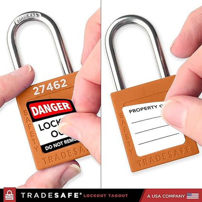 TRADESAFE Lockout Tagout Locks Set - 10 Orange Loto Locks, Lockout Locks Keyed Different, 2 Keys Per Lock, OSHA Compliant Lock Out Tag Out Padlocks, Safety Padlocks for Electrical Lockout Tag Out Kits