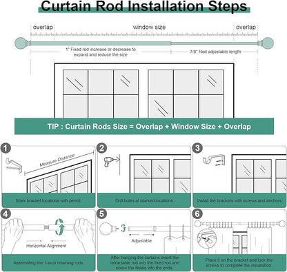 Boho Wood Curtain Rods for Windows 28 to 48 inch,1" Adjustable Heavy Duty Window Curtain Rod with Imitation Wood Grain Finials,Rustic Decorative Drapery Rods Set,Size:18-60'',Weathered Wood