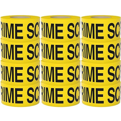 Crime Scene Do Not Cross Tape 12 Pack 3 inch x 1000 feet, Bright Yellow with a Bold Black Print for High Visibility • Tear Resistant Design