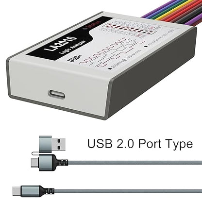 USB Logic Analyzer LA2016 16 Channel 200MHz 1G Memory with English PC Software Portable High Speed Supports I2C SPI CAN UART for Windows MacOS Linux