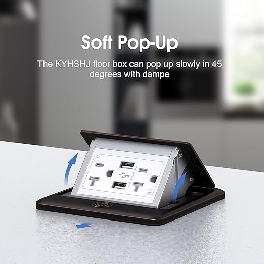 KYHSHJ 4.8A USB Chargers Pop Up Floor Waterproof Electrical Outlet Receptacle Stainless Steel Box,(Oil Rubbed Bronze)