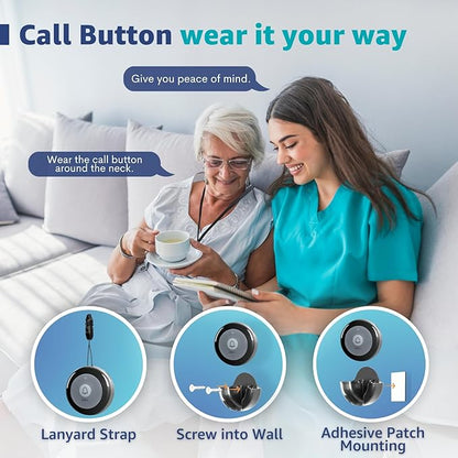 Wireless Calling System Nurse Call System Caregiver Pager for Restaurant Clinic Nursing Home 7 Languages 8 Alert Tones, 10 Call Buttons and 1 Monitoring Unit for Patients Seniors Customer