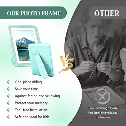 5x7 Picture Frame, Clear Acrylic Photo Frame with White Mat for 4x6 Photos, One-Piece Shatterproof Tool-Free Design, UV-Resistant Waterproof Tabletop Frame for Home Office Decor with 10-Year Warranty