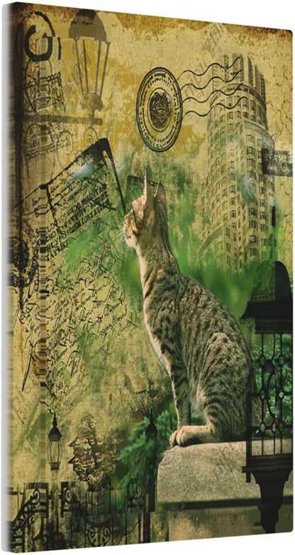 Light Switch Cover Plate Vintage Style Cat City Stamp 1 Gang No Device Blank Wall Plate Electrical Outlet Cover Decorative Switch Plate Covers for Bedroom Home Decor