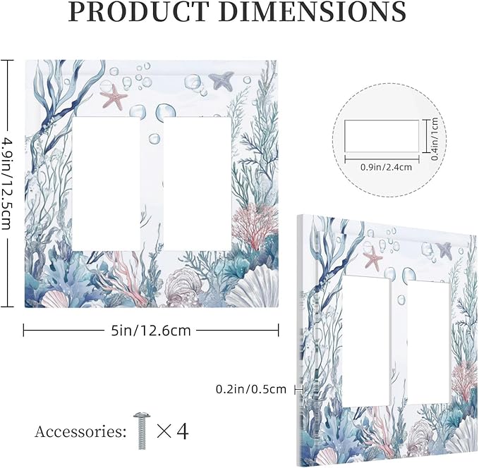 Decorative Outlet Covers Ocean Coral Seahorse Seashell Starfish 2 Gang Double Gfci Rocker Electrical Wall Panels Light Switch Cover Plate For Bathroom Home Decor