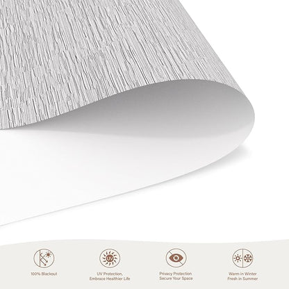 Motorized Roller Blinds with Remote, 100% Blackout Automatic Roller Shades for Bedroom, Bathroom, and Living Room, Customized Size, Fine Texture Gray