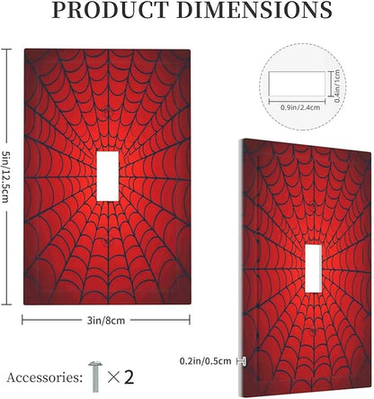 Red Spider Web Black Line Simplicity Decorative Light Switch Cover 1 Gang Single Toggle Device Electrical Faceplate Switchplates Decorator Outlet Wall Plate For Kids Room Home Decor