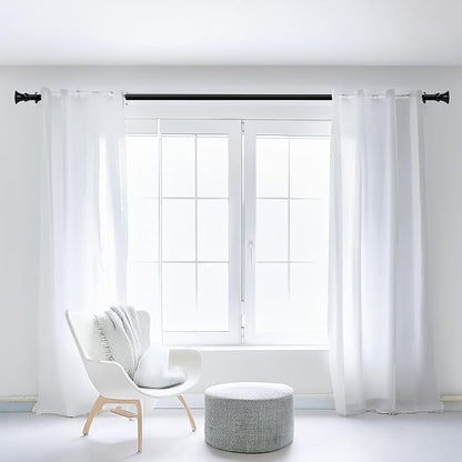 Deco Window Adjustable Curtain Rod for Windows 18 to 44 Inch (Pack of 1) Extendable Heavy Duty 1 Inch Iron Drapery Pole with Finials Wall Mounted French Door Curtain Rods (Black)