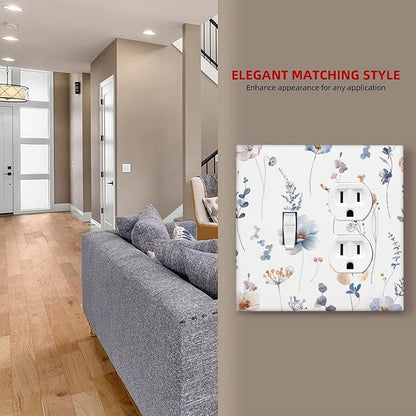 Wildflowers Plant Leaves Floral Berry Wallplates 1 Toggle 1 Duplex Switch Plate Electrical GFCI Faceplate Decorative Light Switch Covers for Bed Room Living Room Decor