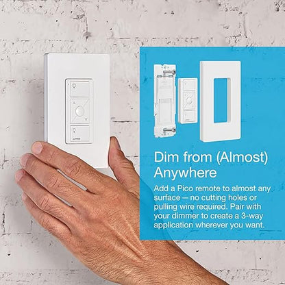 Lutron Caseta Original Smart Dimmer Switch (Lutron Smart Hub Required), for LED Lights, 150 Watt, Single-Pole/3-Way, No Neutral Required, PD-6WCL-LA, Light Almond, 5 Pack