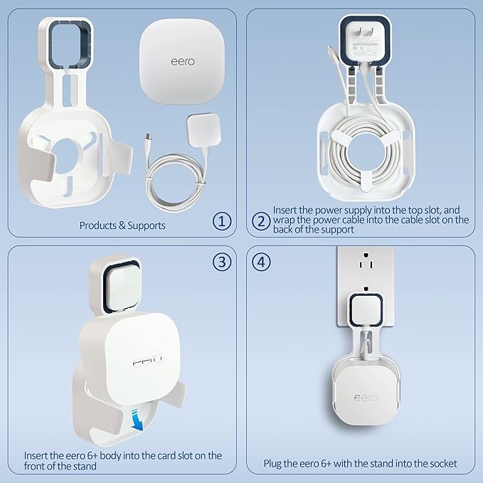 Wall Mount Holder for EERO 6+ Mesh WiFi System, Space Saving Outlet Wall Mount Bracket for EERO 6+ Router with Cord Management and Easily Moved(2 Pack)