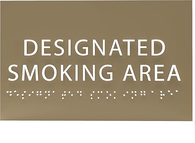 6" X4" Designated Smoking Area Sign - ADA Compliant Tactile Graphics Grade 2 Braille Text | Smoking Permitted Wall Signs for Offices, Private Businesses, Schools, and Restaurants