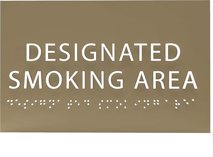6" X4" Designated Smoking Area Sign - ADA Compliant Tactile Graphics Grade 2 Braille Text | Smoking Permitted Wall Signs for Offices, Private Businesses, Schools, and Restaurants