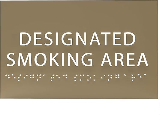 6" X4" Designated Smoking Area Sign - ADA Compliant Tactile Graphics Grade 2 Braille Text | Smoking Permitted Wall Signs for Offices, Private Businesses, Schools, and Restaurants