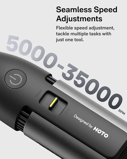 HOTO 12V Cordless Rotary Tool Kit Pro, Powerful Engraving Pen, 35000RPM Variable Speed, 3000mAh USB-C Rechargeable, LED Light, 37 Accessories, for Carving, Sanding, Polishing, Drilling, Cutting, DIY