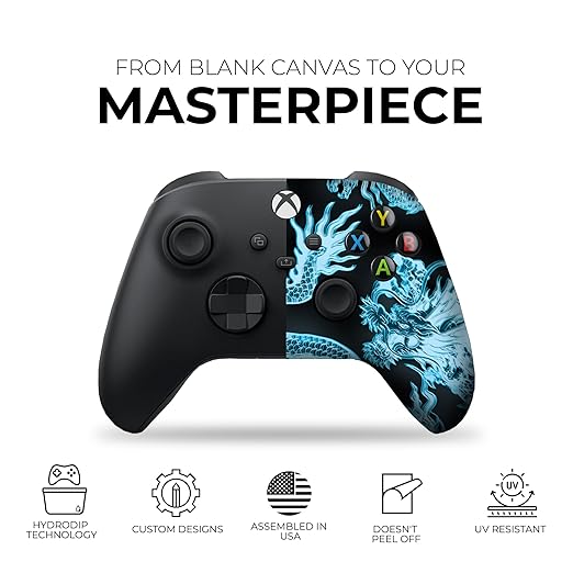 DreamController Neon Dragonns Custom X-box Controller Wireless compatible with X-box One/Series X/S Proudly Customized in USA with Permanent HYDRO-DIP Printing (NOT JUST A SKIN)