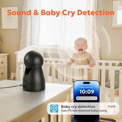 owltron Indoor Security Camera 2K, 360°2.4G WiFi Cameras for Home Security for Baby/Pet/Elder/Nanny with Night Vision, Motion Detection & App Control, Baby Monitor Works with Alexa & Google Assistant