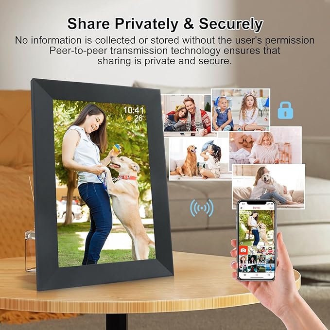 Frameo 10.1 Inch Smart WiFi Digital Photo Frame,Digital Picture Frame with 16GB Storage & SD Slot, Electronic Picture Frame IPS Touch Screen with Auto-Rotate, Frameo Digital Frame WiFi