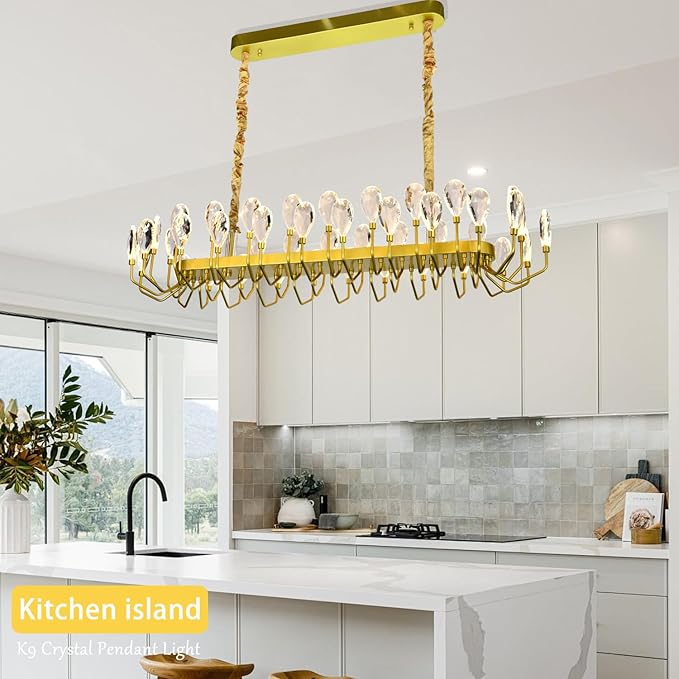 44 Light Gold Chandelier 47.25'' Large Crystal Chandeliers for High Ceiling Dining Room Modern Classic Chandelier Light Fixture for Large Living Room Foyer Stairs Entry Restaurant Hotel