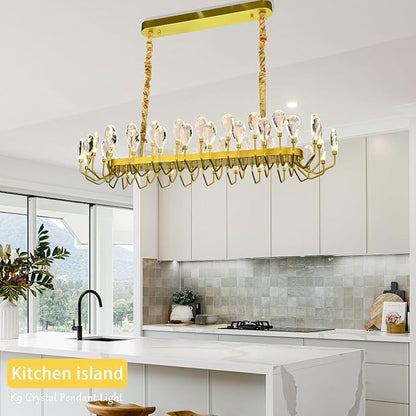 44 Light Gold Chandelier 47.25'' Large Crystal Chandeliers for High Ceiling Dining Room Modern Classic Chandelier Light Fixture for Large Living Room Foyer Stairs Entry Restaurant Hotel