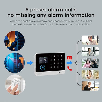 PGST Home Alarm System,2.4" Colorful Screen Home Security System,10 Piece Wireless Burglar Door Alarm Kits,Motion Detectors,4G SMS/Phone Tuya APP Alerts for Home,Villa,Apartment,No Subscription Fee