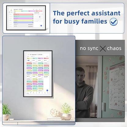 21.5 Inch Digital Calendar, Electronic Chore Chart, Smart Weekly and Monthly Planner 1920 * 1080P IPS Touchscreen Wall and Desk Calendar for Family Schedules, Black