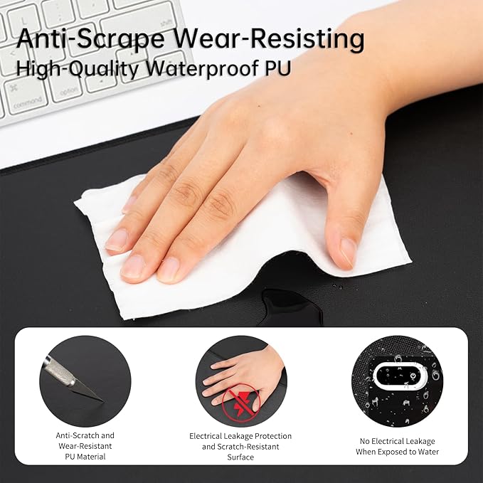 Heated Desk Pad, Heated Mouse Pad - 31.5 x 13 inch, Heated Desk Mat, Desk Warmer with 5 Heat Levels & Auto Shut-Off - Ideal for Office and Home(Coffee Brown)