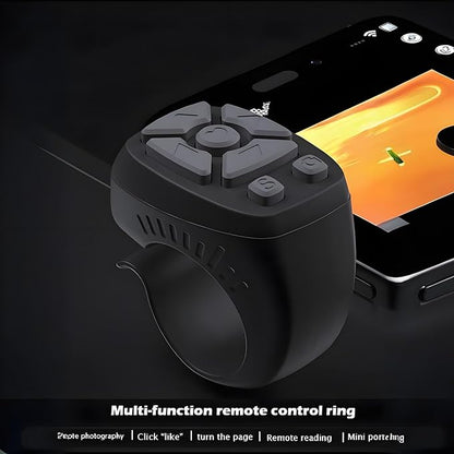 Rechargeable Fingertip Wireless Bluetooth Remote Control Scrolling Ring, RC Page Turner Music Video Camera Style B Pink