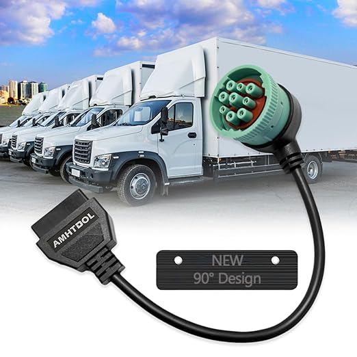 J1939 OBD2 Adapter Cable Fits Truck Diagnostic Scanner/Code Reader, 9 Pin to OBD2 16 Pin Connector, J1962-J1939 for Cummins Diesel Engine, Fit for Truck ELD and GPS Tracker