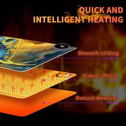 Heated Mouse Pad, Warm Desk Pad, Keyboard Mat 31.5 x 13 Inch Large Size Intelligent Fast Heating, 3 Speed Adjustable, Timed Auto Power Off for Game Office Home,Elephant in Sunflower Field