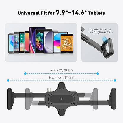 AboveTEK Anti-Theft iPad Wall Mount with Lock & Key, 360° Rotating Tablet Holder for 7.9"–14.6" Devices, Heavy-Duty Aluminum & Steel Kiosk Mount for POS, Restaurant, Retail & Business Displays