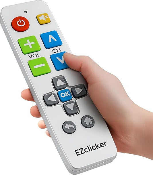 Big Button Universal TV Remote (Silver) Simple Easy to Use, Great for Seniors, Works with Major TV Brands (2xAAA Batteries Not Included)