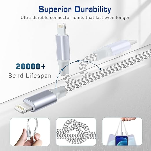 [Apple MFi Certified] Short iPhone Charger 1.5ft 2Pack,USB A to Lightning Cord Nylon Braided 18 Inch Fast Charging iPhone Cable Compatible with iPhone 14 13 12 11 Pro/Max/Mini Xs SE2/iPad for Car