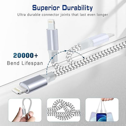 [Apple MFi Certified] Short iPhone Charger 1.5ft 2Pack,USB A to Lightning Cord Nylon Braided 18 Inch Fast Charging iPhone Cable Compatible with iPhone 14 13 12 11 Pro/Max/Mini Xs SE2/iPad for Car
