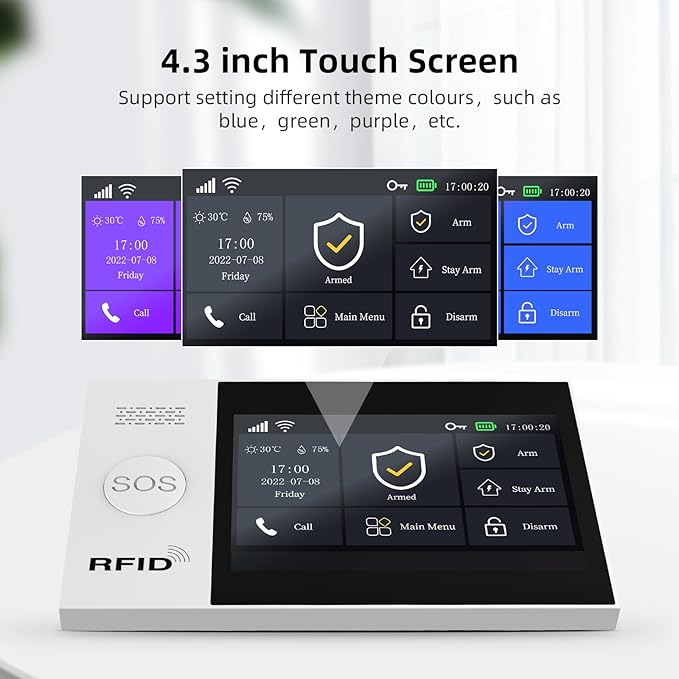 YBJ Full Touch Screen Wireless Smart Home alarm system, DIY 4G and WiFi Burglar Alarm System for Home Security with APP Alert, 24-Piece-Kit (Motion Detector, Door Window Sensor, Remote Control, Siren)