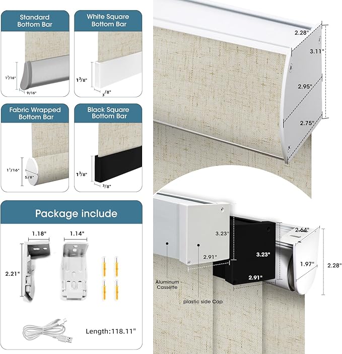 SmartWings Motorized 100% Blackout Shades Blinds, Custom Size, Cordless Window Shades with Rechargeable Battery, Work with Matter/Apple HomeKit, Alexa, Thread/Zigbee, Remote Optional, Linen Stone