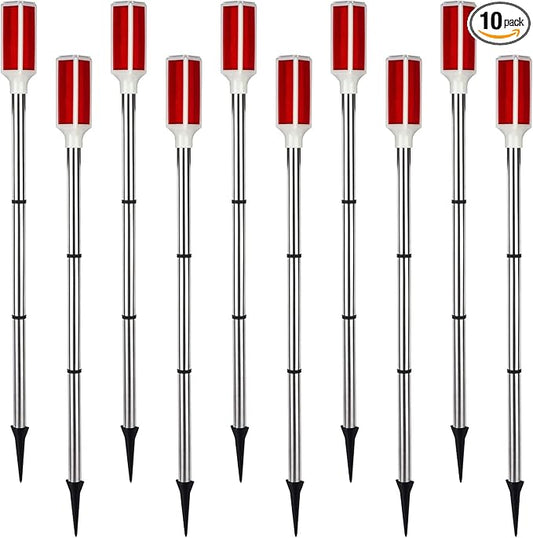 10PCS Solar Powered Driveway Markers - Reflective Red Landscape Reflectors for Snow, Road, Outdoor Yard, Parking, Sidewalk
