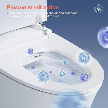 HOROW T33 Smart Toilet With Bidet Clean Water Washing, Plasma Air, ADA Compliant One Piece Toilet with Ultra-Powerful Flush, Heated Toilet Seat, Warm Dryer, Night Light, Deodorization