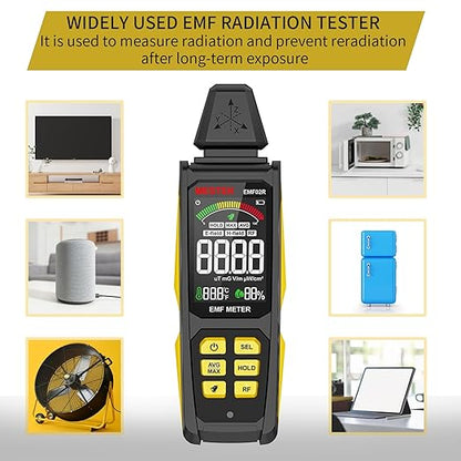 EMF Detector, MESTEK 5 in 1 EMF Meter Radiation Detector, Electric Field, Radio Frequency Field Temperature, Magnetic Field Strength Meter, Rechargeable EMF Reader Home EMF Detection and Ghost Hunting