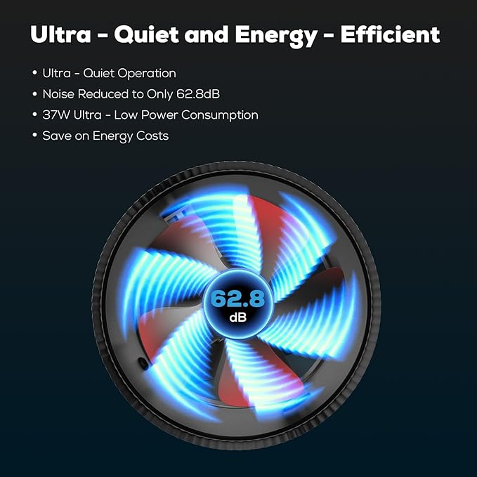 6 Inch Inline Duct Fan with Speed Controller - 282CFM High Airflow, Ultra Quiet 62.8dB for Grow Tents, Hydroponics, Ventilation, Exhaust - Energy Efficient 37W Inline Exhaust Fan