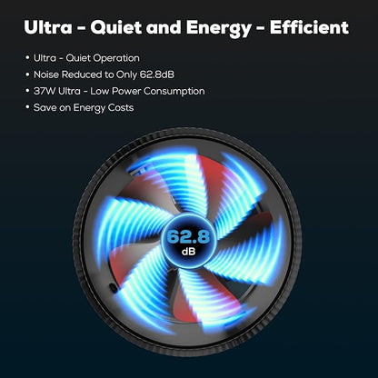 6 Inch Inline Duct Fan with Speed Controller - 282CFM High Airflow, Ultra Quiet 62.8dB for Grow Tents, Hydroponics, Ventilation, Exhaust - Energy Efficient 37W Inline Exhaust Fan