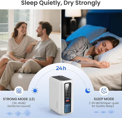 Dehumidifiers for Bathroom with Moisture Absorber Bag Reusable, 68 OZ Water Tank Portable Quiet Dehumidifier for Bedroom with Auto Shut Off, 7 Colors LED Light for Home, RV, Garage, apartment