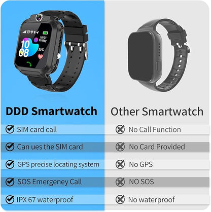 2G Kids Smart Watch, SOS Emergency Call, Video Calling, Waterproof Activity Tracker for 3-12 Years Girls/Boys - Birthday Gift Idea