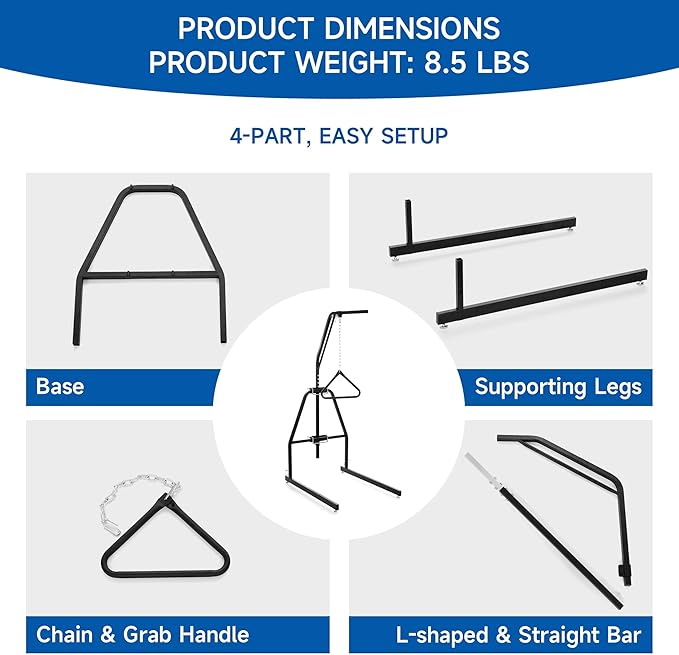 Trapeze Bar for Bed Mobility, Patient Aid Hospital Beds Triangle Pull Up Floor Stand Bar Heavy Duty Beds Trapeze for Bed Pull Up Assist for Elderly and Bedridden Patients